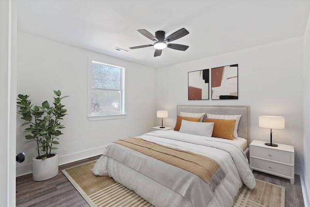 7107 Timberlane Dr, Fairview, TN 37062 - bedroom with baseboards, ceiling fan, visible vents, and wood finished floors