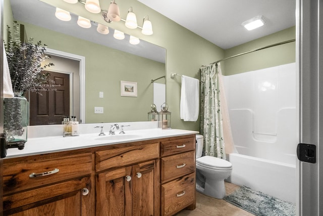 113 St Charles Way, Gallatin, TN 37066 - full bathroom featuring toilet, tile patterned floors, vanity, and shower / bath combo with shower curtain