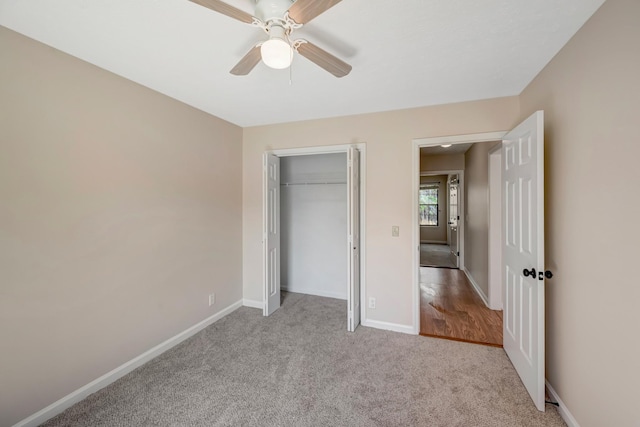 308 Wareham Ct, Antioch, TN 37013 - unfurnished bedroom with carpet floors, baseboards, a closet, and ceiling fan