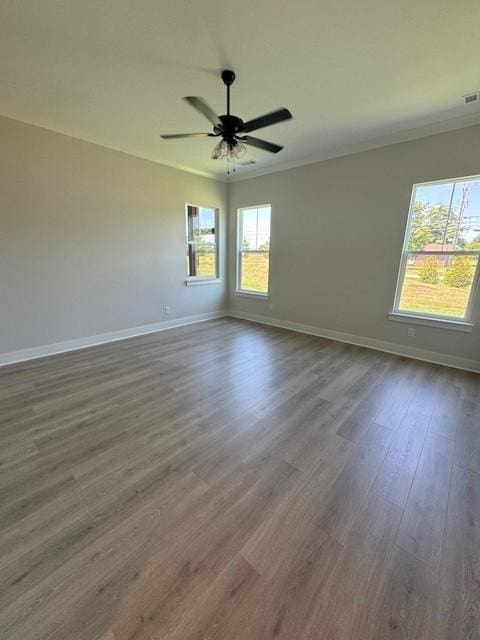 5818 Willoughby Way, Murfreesboro, TN 37129 - empty room with dark wood-style floors, ceiling fan, and crown molding