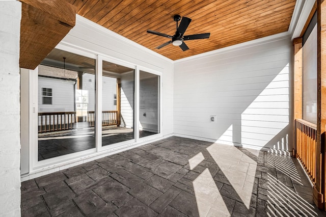 view of patio featuring a ceiling fan