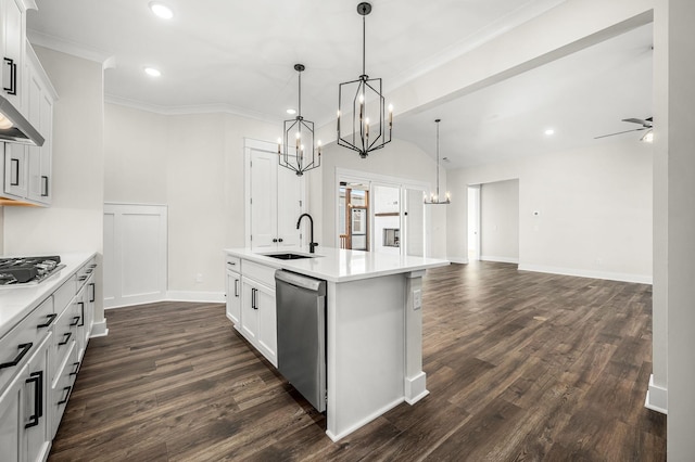 kitchen featuring a sink, light countertops, stainless steel appliances, and recessed lighting