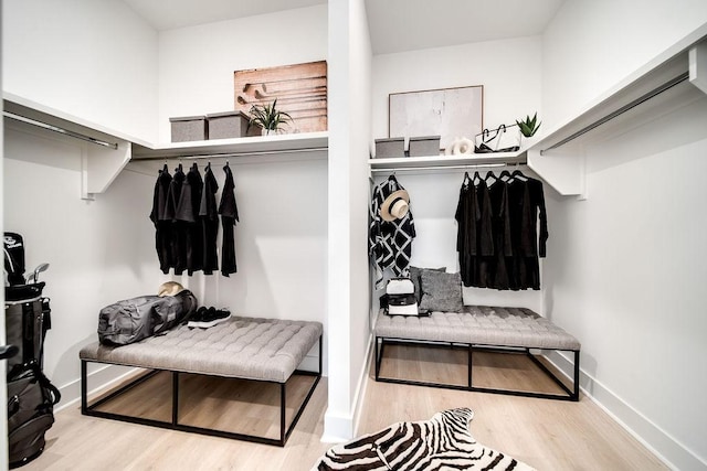 mudroom with baseboards and wood finished floors