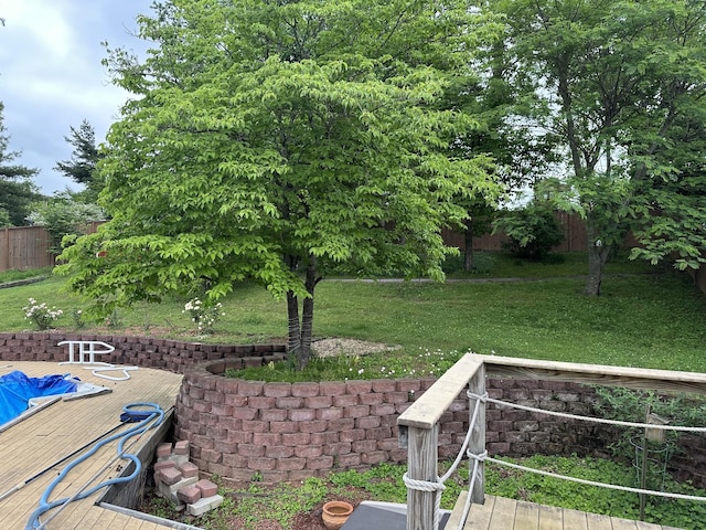 view of yard with a deck