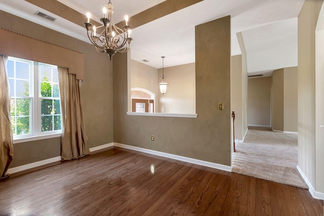 1528 Anthony Way, Mount Juliet, TN 37122 - spare room featuring baseboards, a chandelier, wood finished floors, and crown molding