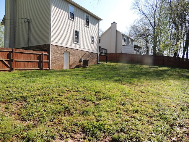 436 Bluff Dr, Clarksville, TN 37043 - view of yard with a fenced backyard and central air condition unit