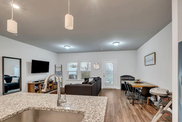 living area with wood finished floors