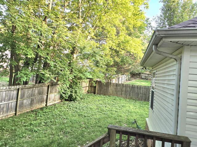 view of yard featuring a fenced backyard