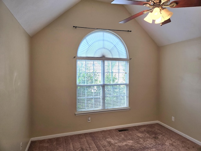 307 Parrish Cres, Mount Juliet, TN 37122 - carpeted empty room with lofted ceiling, plenty of natural light, a ceiling fan, and baseboards
