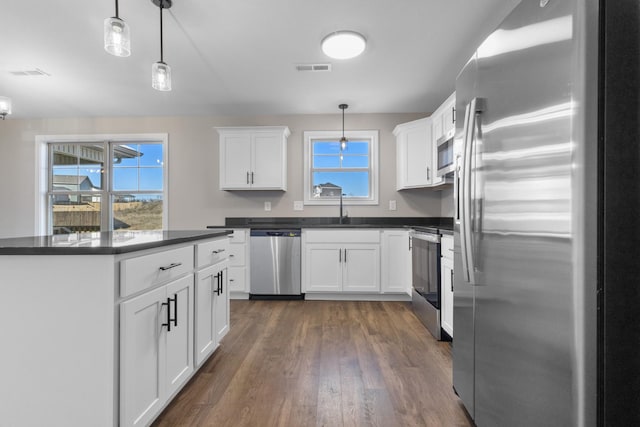 50 Gratton Ests, Clarksville, TN 37043 - kitchen with appliances with stainless steel finishes, dark countertops, a sink, and plenty of natural light