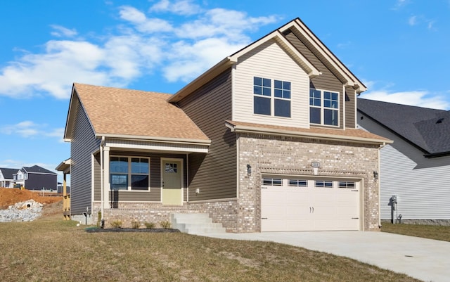 50 Gratton Ests, Clarksville, TN 37043 - view of front of house featuring brick siding, concrete driveway, an attached garage, a front yard, and a shingled roof