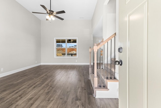 50 Gratton Ests, Clarksville, TN 37043 - foyer with ceiling fan, stairway, dark wood finished floors, and baseboards