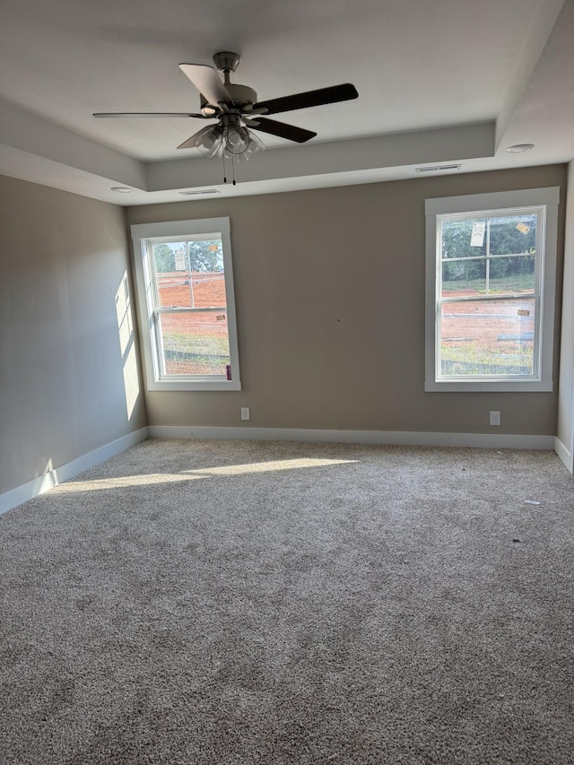 170 Cardinal Crk, Clarksville, TN 37040 - carpeted empty room featuring plenty of natural light, a raised ceiling, ceiling fan, and baseboards