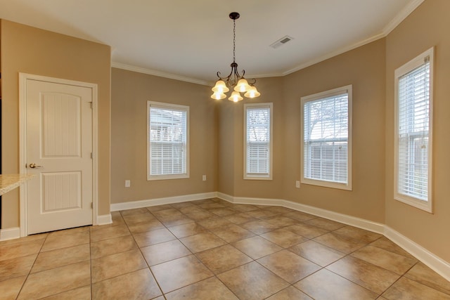 2256 Ellington Gait Dr, Clarksville, TN 37043 - unfurnished room with crown molding, a chandelier, and light tile patterned flooring