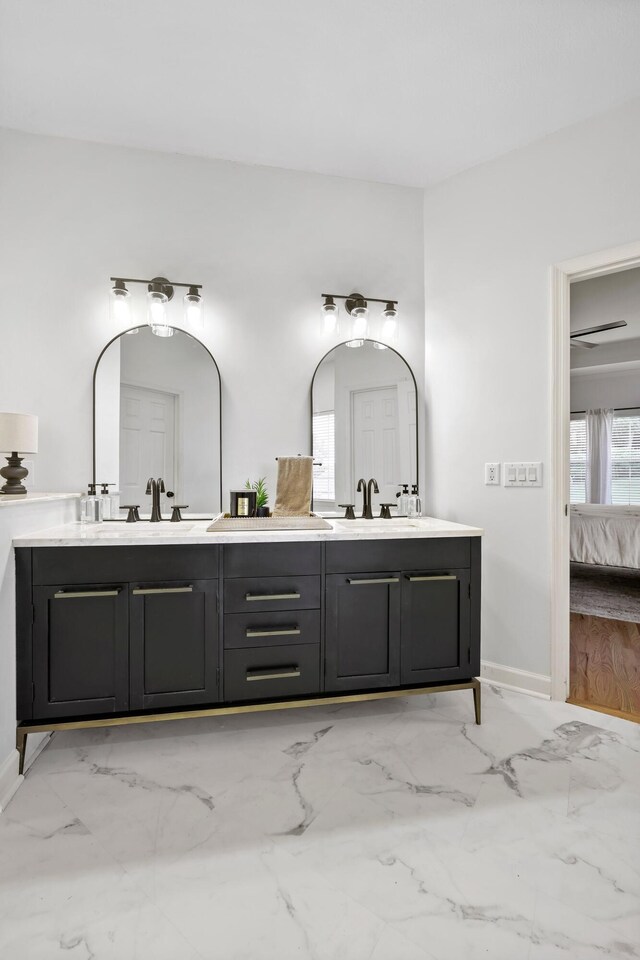 9401 Lazy Circles Dr, Ooltewah, TN 37363 - full bath featuring ensuite bathroom, double vanity, marble finish floors, and baseboards