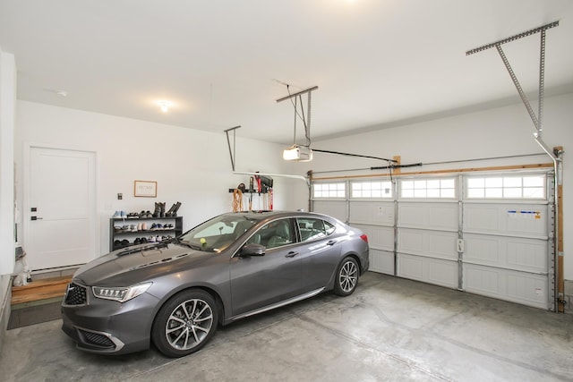 garage with a garage door opener