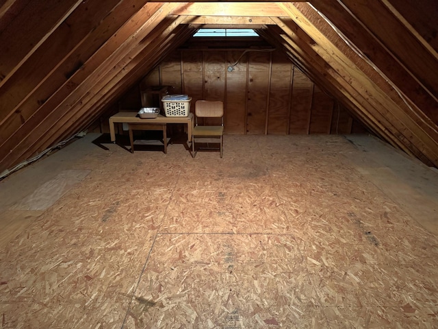 view of unfinished attic