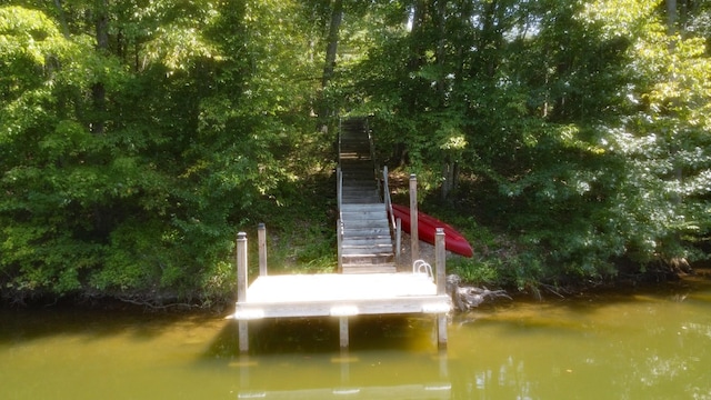 view of dock featuring a water view