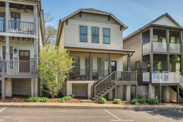 613 Chesterfield Way, Nashville, TN 37212 - view of front of house featuring stairs, a ceiling fan, and covered porch