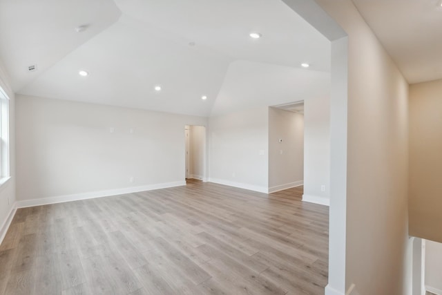 7930 Pine St, Fairview, TN 37062 - empty room featuring light wood-type flooring, baseboards, vaulted ceiling, and recessed lighting
