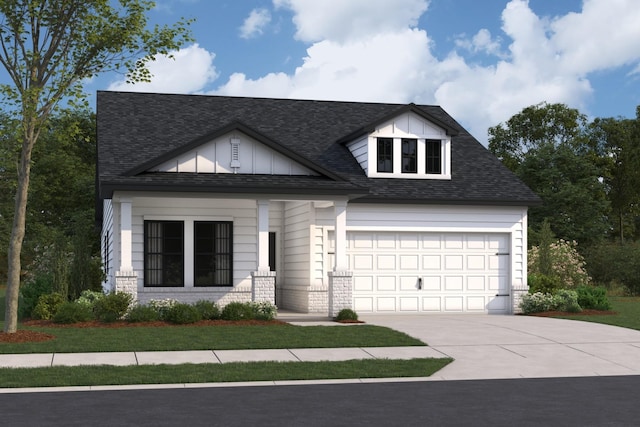 view of front of house featuring a shingled roof and concrete driveway