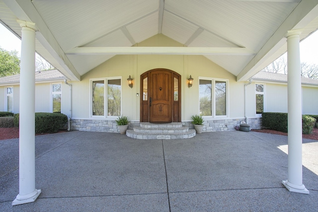 1035 Forest Harbor Dr, Hendersonville, TN 37075 - property entrance with covered porch and stone siding