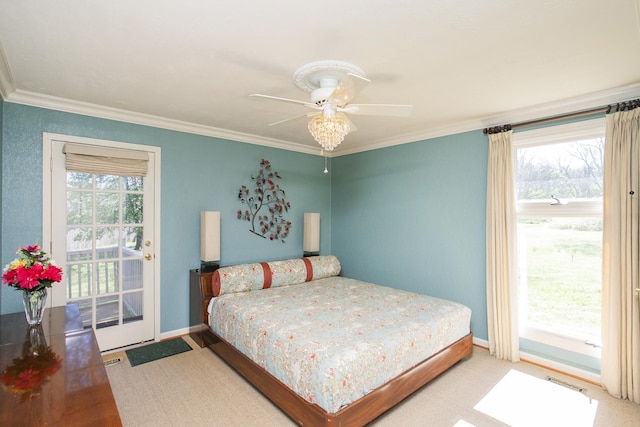 1035 Forest Harbor Dr, Hendersonville, TN 37075 - bedroom with ornamental molding, baseboards, and access to outside