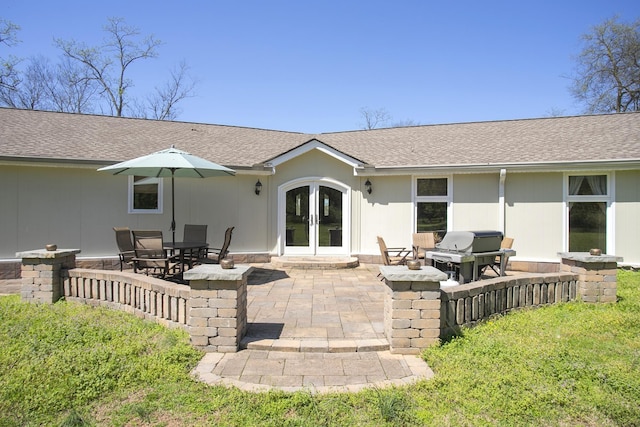 1035 Forest Harbor Dr, Hendersonville, TN 37075 - rear view of house with a patio area, french doors, and a shingled roof