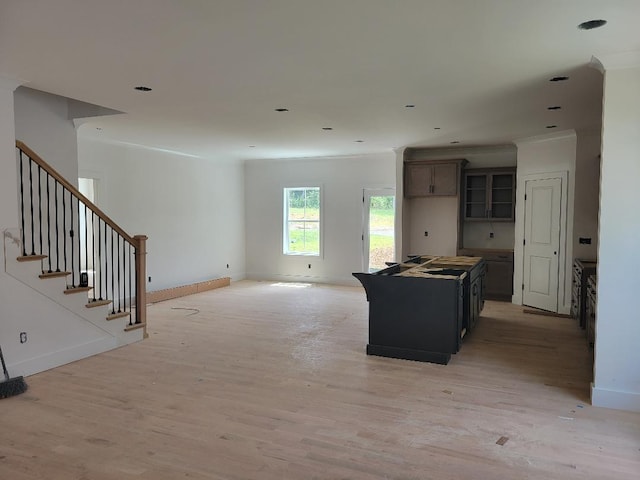 4811 Kintore, Nolensville, TN 37135 - kitchen with light wood-type flooring, a center island, open floor plan, and recessed lighting