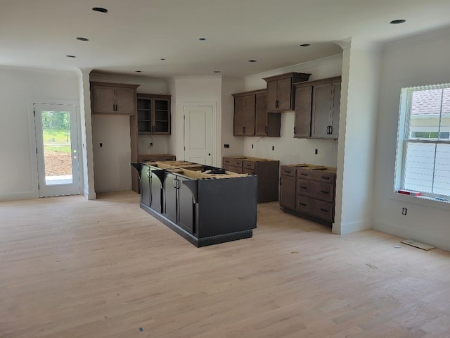 4811 Kintore, Nolensville, TN 37135 - kitchen with a kitchen island, light wood finished floors, and crown molding