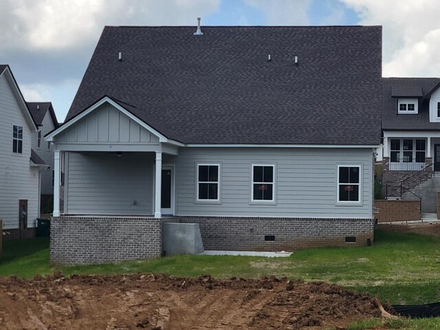 4811 Kintore, Nolensville, TN 37135 - rear view of house featuring board and batten siding, a shingled roof, and crawl space
