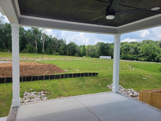 4811 Kintore, Nolensville, TN 37135 - view of green lawn with ceiling fan and a patio area