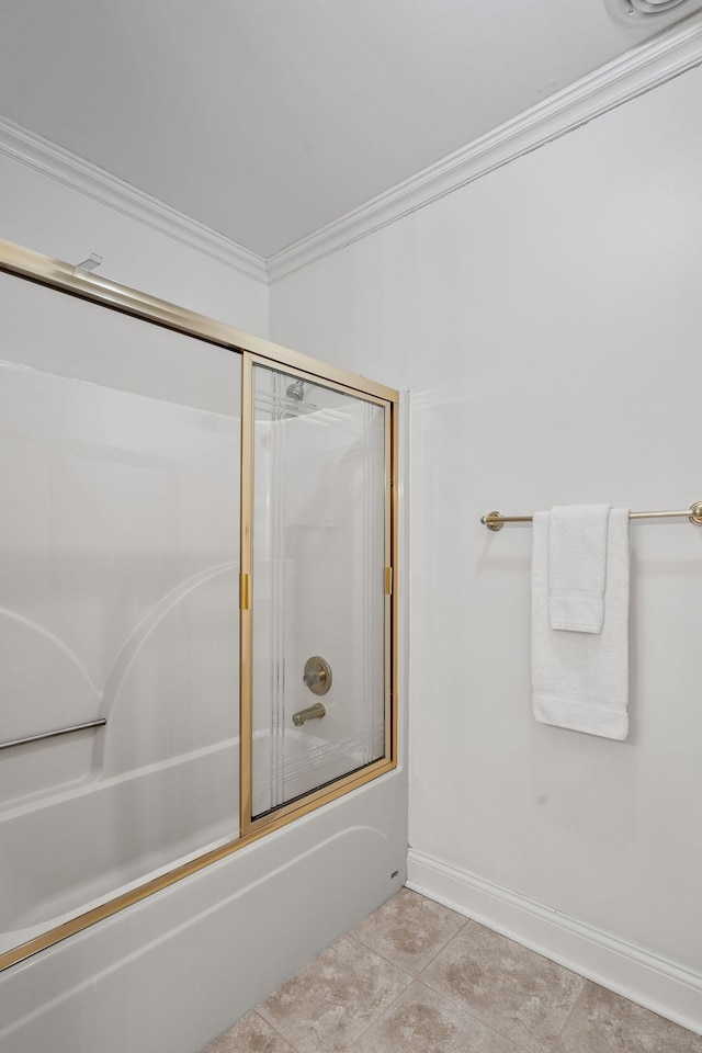 101 Christina Ct, Goodlettsville, TN 37072 - full bath with ornamental molding, baseboards, combined bath / shower with glass door, and tile patterned flooring
