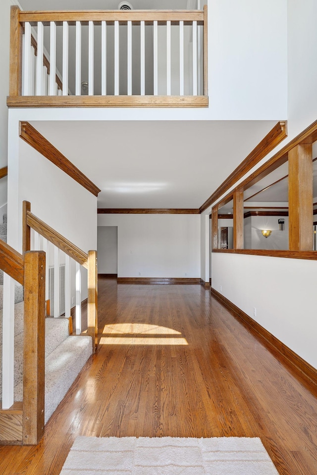 101 Christina Ct, Goodlettsville, TN 37072 - interior space with stairs, baseboards, crown molding, and wood finished floors