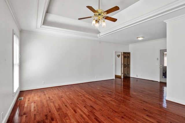 101 Christina Ct, Goodlettsville, TN 37072 - unfurnished room featuring a tray ceiling, a wealth of natural light, a ceiling fan, and wood finished floors