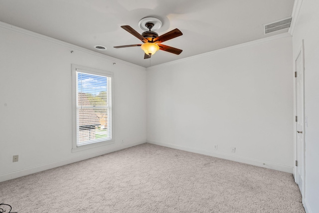 101 Christina Ct, Goodlettsville, TN 37072 - carpeted empty room featuring ornamental molding, visible vents, and a ceiling fan