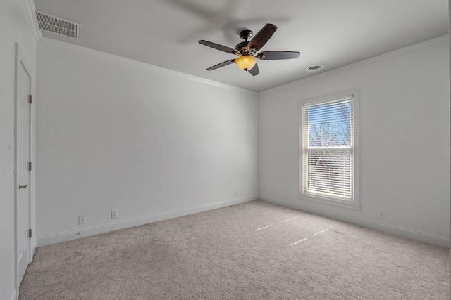 101 Christina Ct, Goodlettsville, TN 37072 - empty room featuring baseboards, visible vents, light colored carpet, and ornamental molding