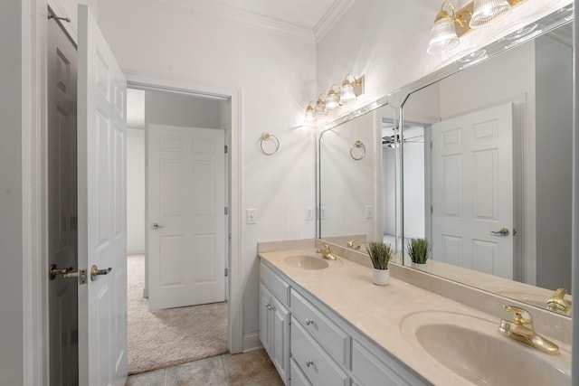 101 Christina Ct, Goodlettsville, TN 37072 - full bathroom with a sink, ornamental molding, double vanity, and tile patterned flooring