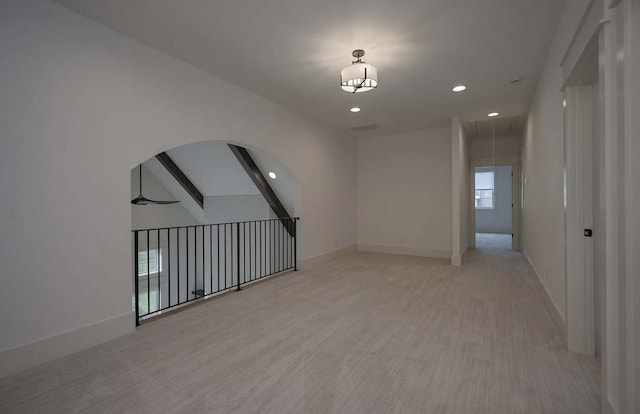 1019 Glasgow Dr, Murfreesboro, TN 37130 - empty room featuring baseboards, recessed lighting, light colored carpet, and attic access
