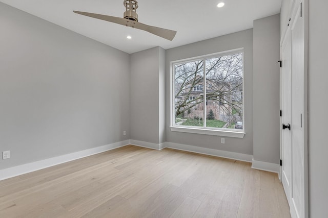 3904 Nevada Ave, Nashville, TN 37209 - unfurnished room with light wood-type flooring, ceiling fan, baseboards, and recessed lighting