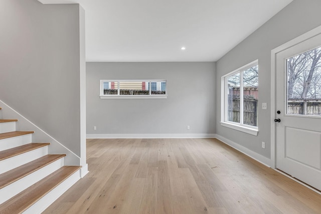 3904 Nevada Ave, Nashville, TN 37209 - entrance foyer with baseboards, recessed lighting, light wood-style floors, and stairs