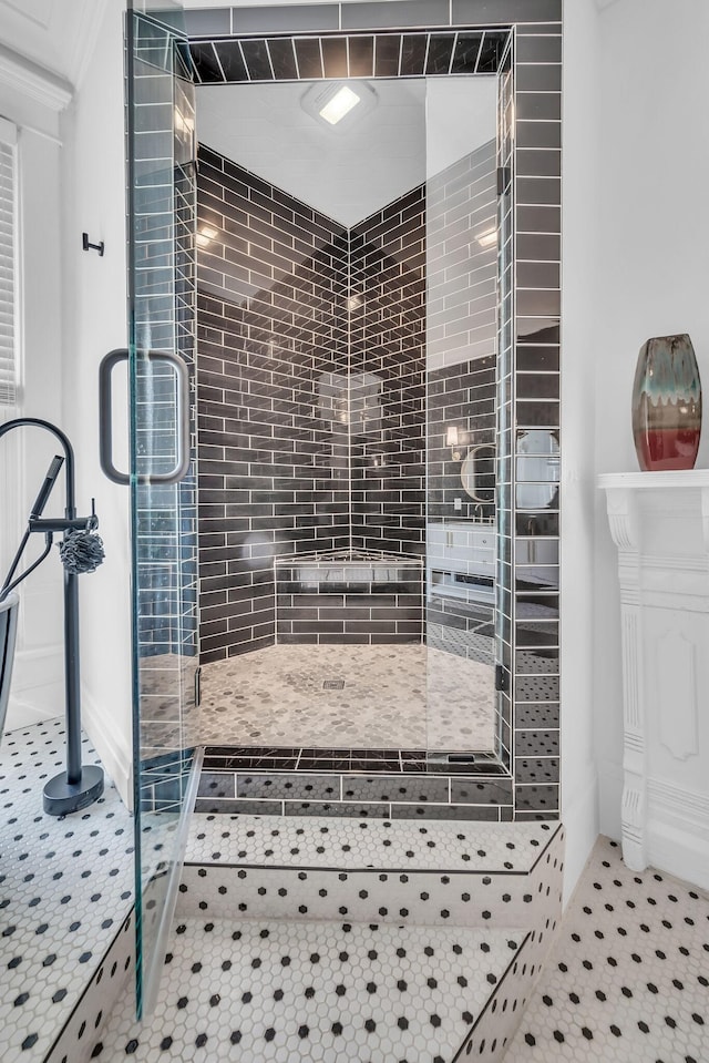 full bathroom with a shower stall