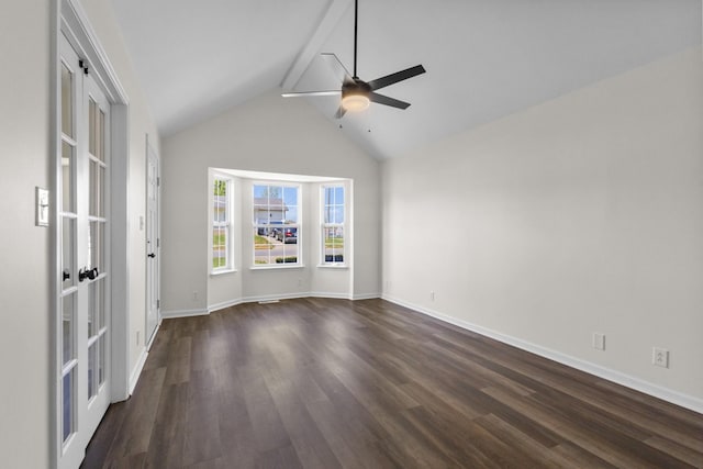 438 Pacific Ave, Oak Grove, KY 42262 - spare room with baseboards, a ceiling fan, high vaulted ceiling, and dark wood finished floors