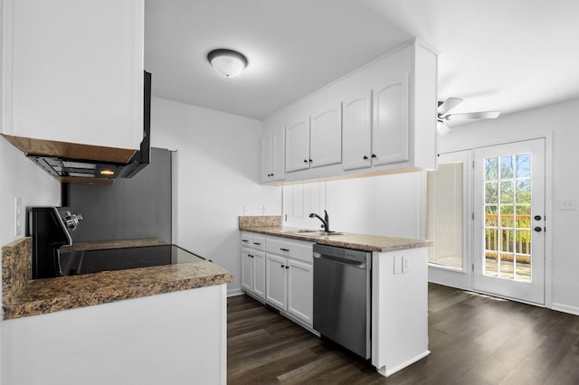 438 Pacific Ave, Oak Grove, KY 42262 - kitchen with a ceiling fan, white cabinetry, dark wood-style flooring, a sink, and stainless steel appliances