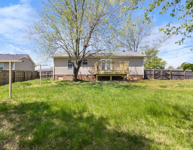 438 Pacific Ave, Oak Grove, KY 42262 - back of property featuring a yard, a deck, a fenced backyard, and crawl space