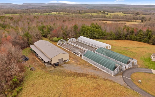 drone / aerial view with a view of trees