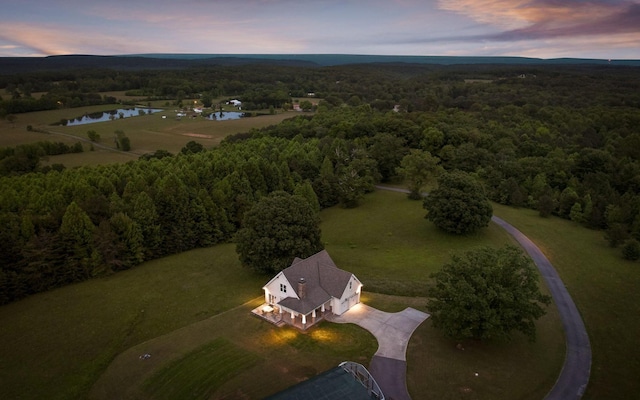 10600 Skyridge Trl, Soddy Daisy, TN 37379 - aerial view at dusk of a wooded view and a water view