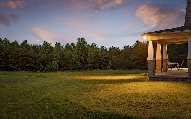 10600 Skyridge Trl, Soddy Daisy, TN 37379 - yard at dusk featuring a lawn and a forest view