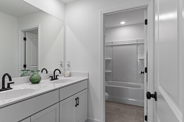 8524 Turnbull Dr, Pleasant View, TN 37146 - full bathroom with double vanity, toilet, shower / tub combination, and tile patterned floors