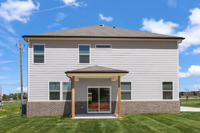 8524 Turnbull Dr, Pleasant View, TN 37146 - rear view of house featuring brick siding, a lawn, and central AC